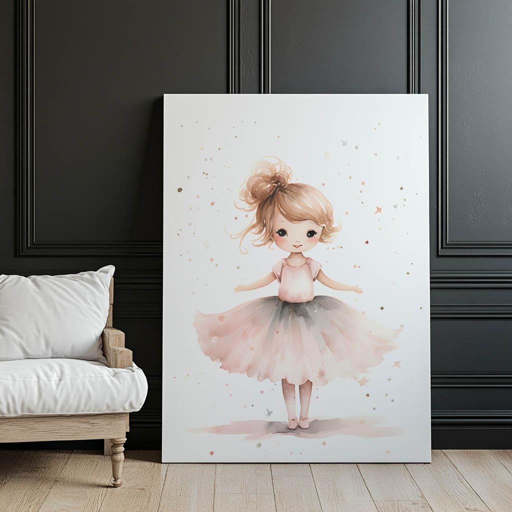 Różowa Balerina - Tańcząca Elegancja Różowa Balerina - Tańcząca Elegancja, 50X70 Cm, Bez Ramy, Płótno Premium Na Blejtramie