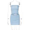 Solid Sleeveless Folds Tube Crop Top Skirts 2 Piece Matching Set Summer Fashion Streetwear Beach Clothing  2025