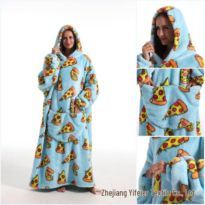 2023 Hooded Oversized Flannel Blanket Clothing for Men & Women – Extended Length for Warmth
