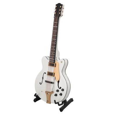 Luocute Miniatur-Holzgitarrenmodell Musikinstrumenten-Ornament mit Ständer für Puppenhaus Heimdekoration Sammlerstück Geschenk