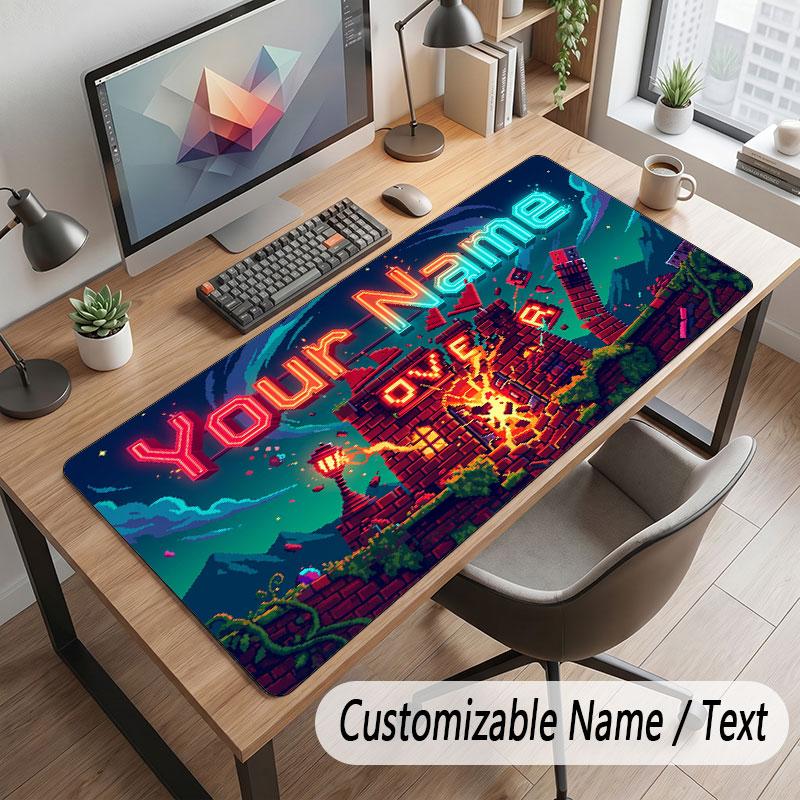 Game Controller Theme Customized Mouse Pad Personalized Print Name Text Desk Mat For Home Office Table Decor