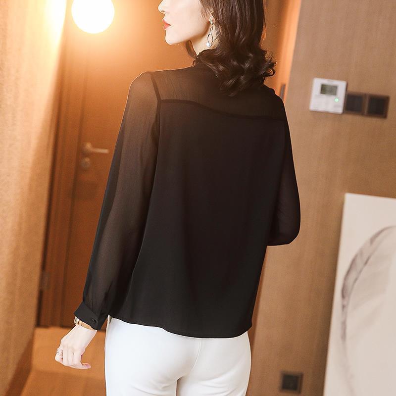 2024 Women's Long Sleeve Lace Blouse: Stylish and Versatile Silk Top