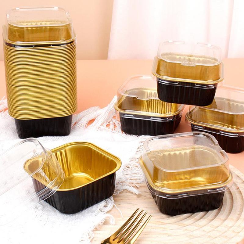 10 szt. Aluminiowe foremki na babeczki Nieprzywierające aluminiowe foremki do pieczenia 150 ml Kwadratowe foremki na budyń i desery Artykuły na przyjęcie weselne