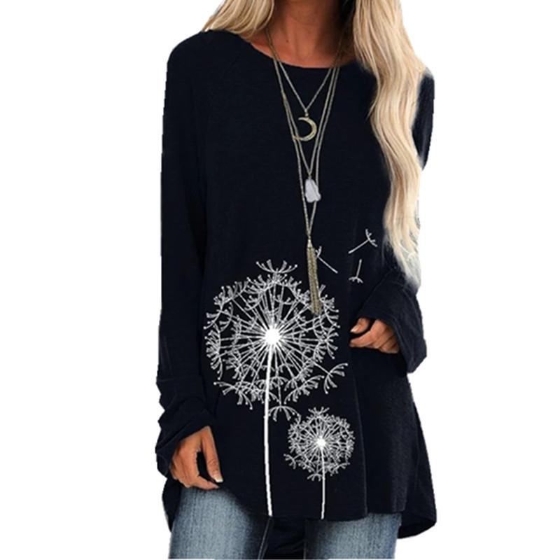 Summer Round Neck Dandelion Pattern 3D Print Top Fashionable Casual Short Sleeved Women's T-shirts