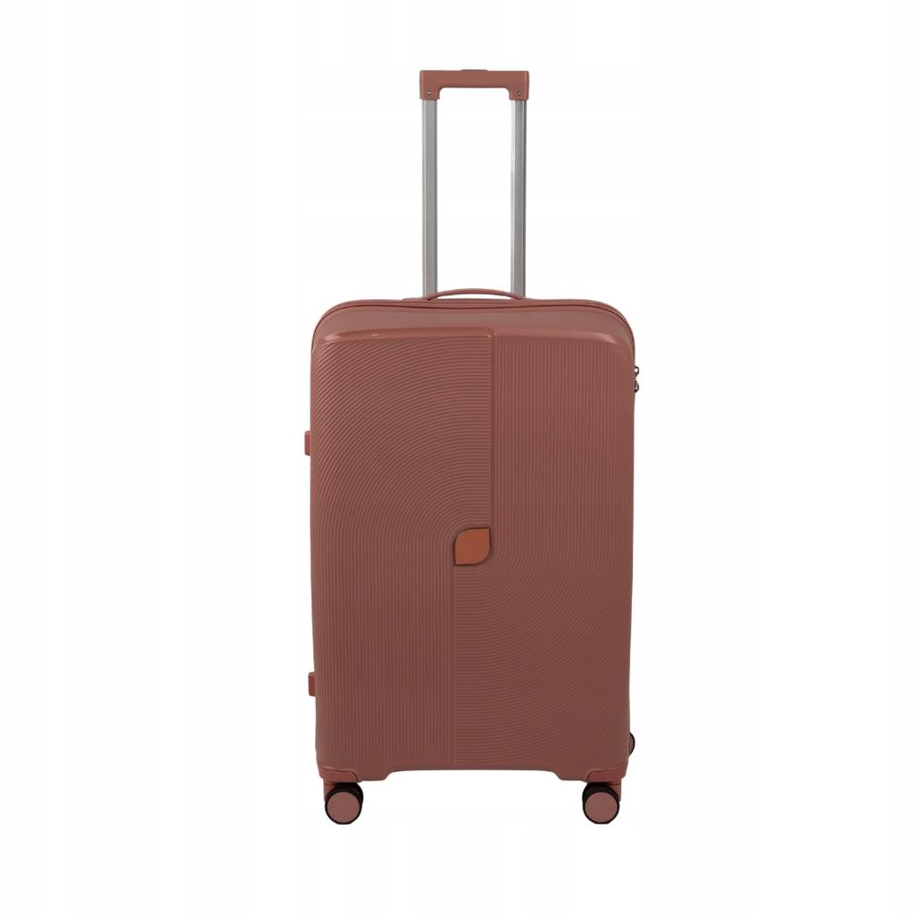 Walizka średnia różowo-złota - modna, na kółkach, podróżna, praktyczna i elegancka wowbag 7918 m rose gold