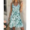 Women's Casual Bohemian Style, Summer Deep V-Neck Spaghetti Strap Midi Dress