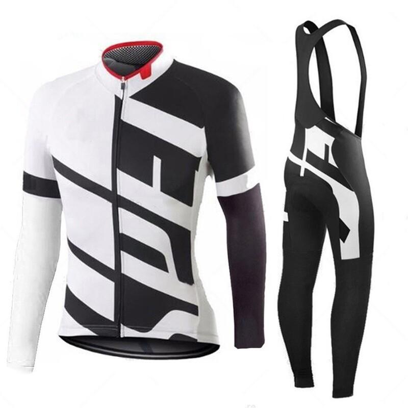 Mens Long Sleeve Cycling Jersey Bib Shorts Set Road Bike Racing Team Wear