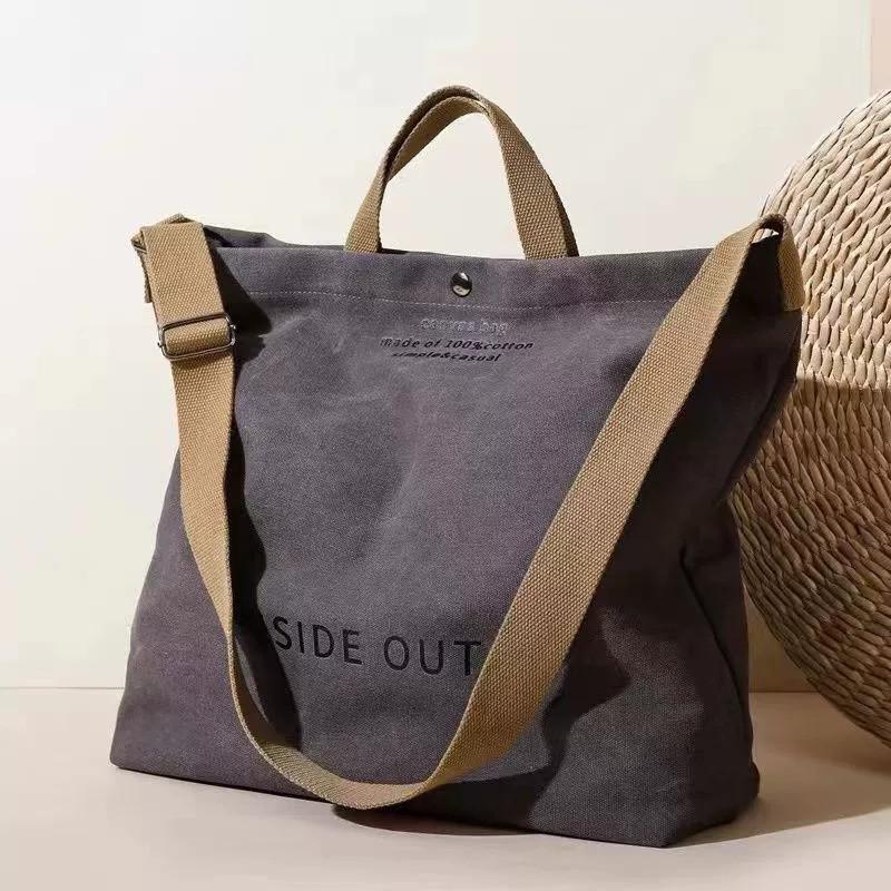 Casual Large Capacity Fashionable Shoulder Bag High-quality Canvas Washable Non Fading Letter Printed Zipper Handbag Adjustable Shoulder Strap
