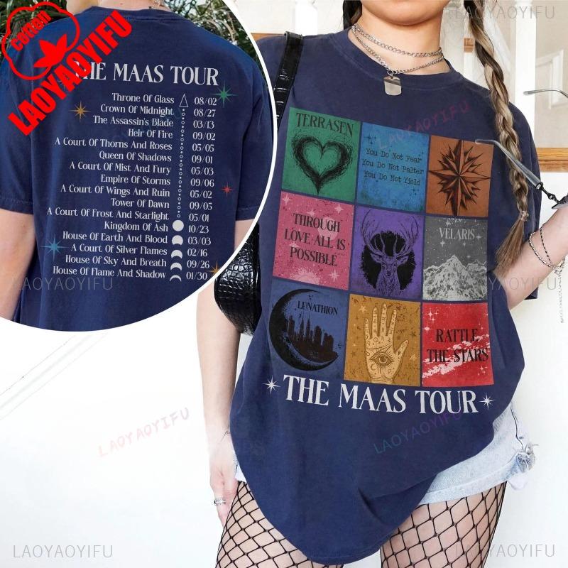 Sarah J Maas SJM Merch Světové turné Tričko Throne of Glass Oblečení pro fanoušky Crescent City Letní móda Ležérní pohodlná bavlněná trička