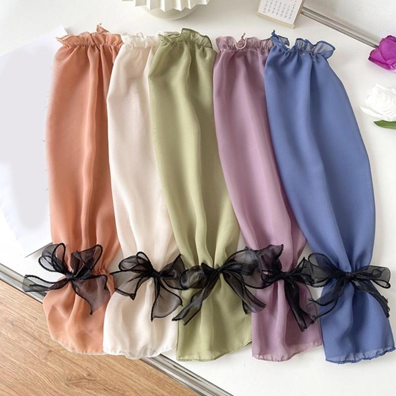 Sunproof Arm Sleeves Summer Women Girl Arm Cover with Bowknot Decals Breathable Arm Cover for Summer Spring Camping