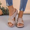 Plus Size Women's Shoes 24 Summer New Cross Strap Solid Color Beach Slippers