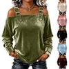Women's Casual Velvet Off-shoulder Loose-fitting Long-sleeved Top