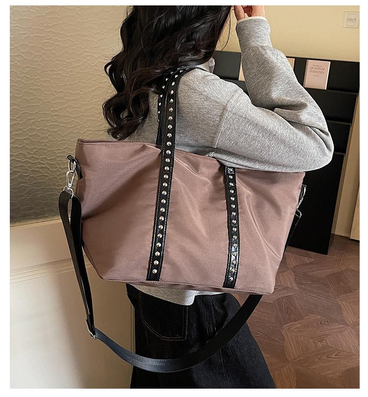 Fashi borchie borse da donna grande capacità nylon borse a spalla per viaggio femminile grandi tote per pendolari signore borsa borsa