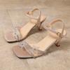 Fashion Flower Shiny Crystal High Heel Sandals for Women Ankle Strap Square Toe Party Banquet Shoes Summer Comfort Thin Heel Sandalias
