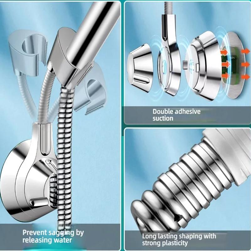 Suction Cup Shower Holder Adjustable Shower Head Holder Nozzle Handheld Holder Punch-Free Multi Angle Rotation Shower Bracket