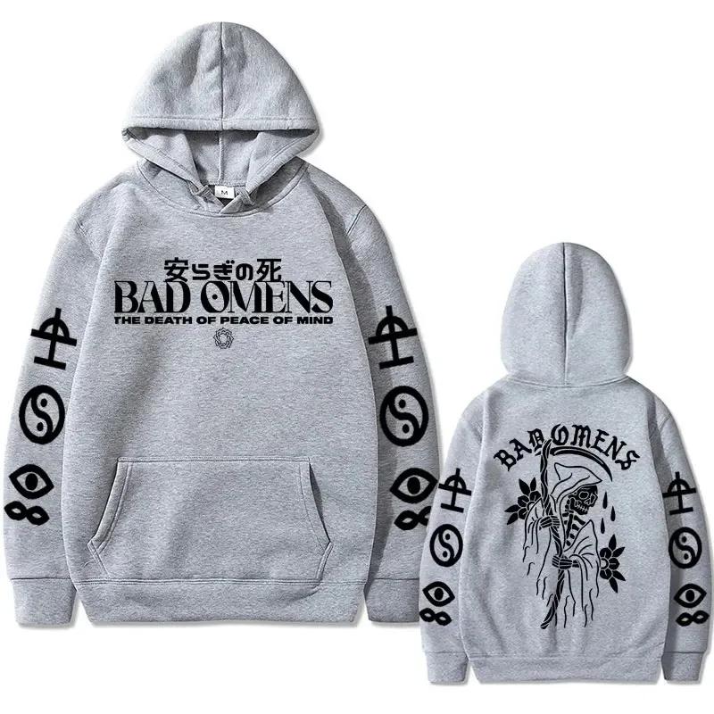 Bad Omens Band Tour American Music Print Hoodie The Death of Peace of Mind Skeleton Graphic Hoodies Rock Gothic Sweatshirts