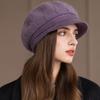 Chic Lined Fur Plush Brim With Hat Winter Fashionable Trendy Women New Brand Latest Fresh Hats For Casual Rabbit Blend Streetwear Knitted Cap
