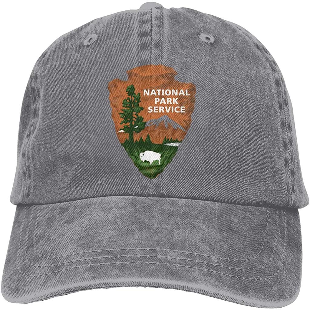 Cotton Denim Cap US National Park Logo Baseball Dad Cap Adjustable Classic Sports for Unisex Women Hat Gray