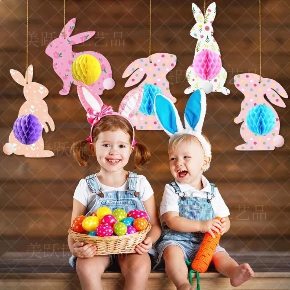 4Pcs 3D Honeycomb Paper Decoration Colorful Design Easter Ornament Hanging Paper Decoration Handmade Paper Egg Ball