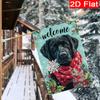 2D Flat, 2D Flat Christmas Blue Base Black Labrador Garden Flag_1 (1)- Outdoor Garden Flag Double-sided Home Decoration Courtyard Decoration Outdoor D
