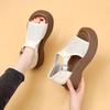 Sandals Women Size 40 M Women's Summer Fashion Thick Bottom Open Toe Leather Sandals Slippers Solid Tan Wedge Sandals for Women