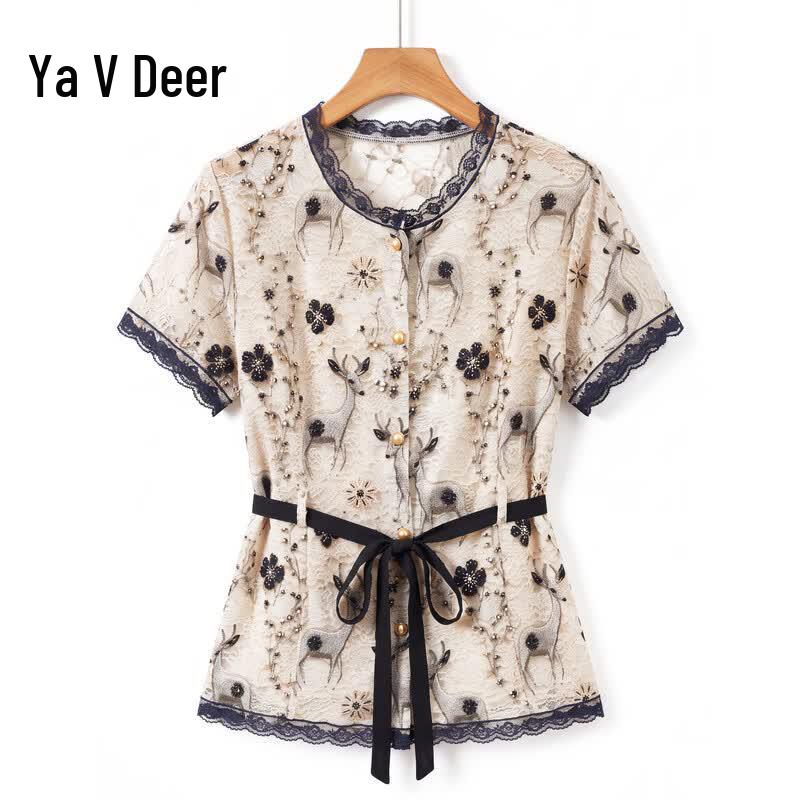 Yalu Women s Chiffon Short Sleeve Blouse 4XL