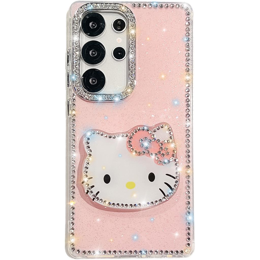 Flash Diamond IMD Butterfly Holder Mobile Phone Case for Samsung S25ULTRA Niche A56/A55 Girl Style A17