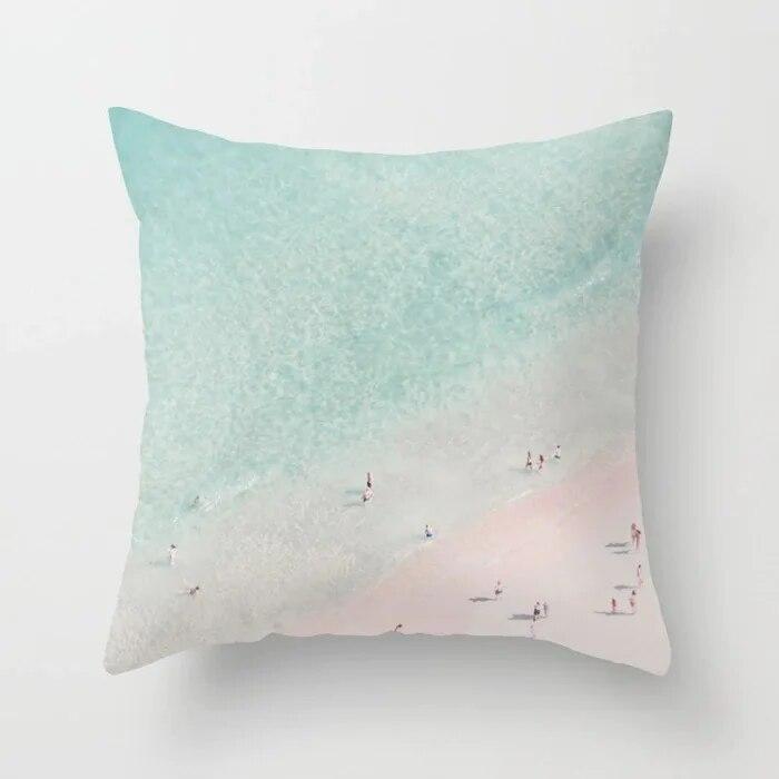 Sommer Cool Sea Blue Design Hawaiianischer Strandwellen-Druck Muster Sofakissenbezug Kissenbezug Zuhause Auto Bettwäsche