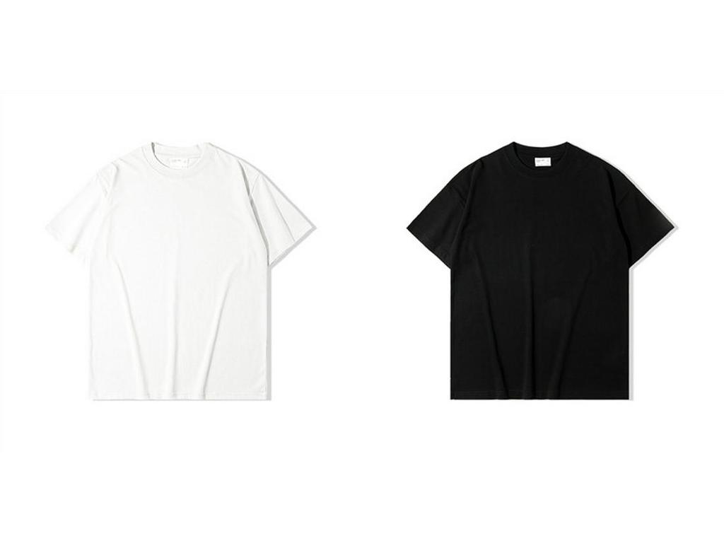 Męski T-shirt z krótkim rękawem z bawełny Xinjiang o dużej gramaturze - 520g Letni jednolity kolor luźny krój