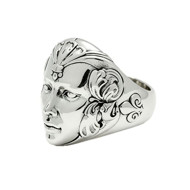 Vintage Human Face Ring Men Adjustable Open Band Gothic Style Retro Copper Jewelry Boyfriend Gift