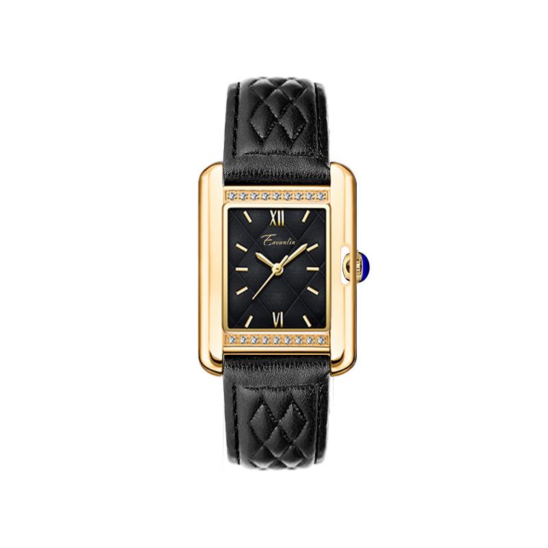 

EAVANLIN Retro Light Luxury Women s Argyle Square Quartz Watch - Simple, Niche, and Elegant Fragrant Style.