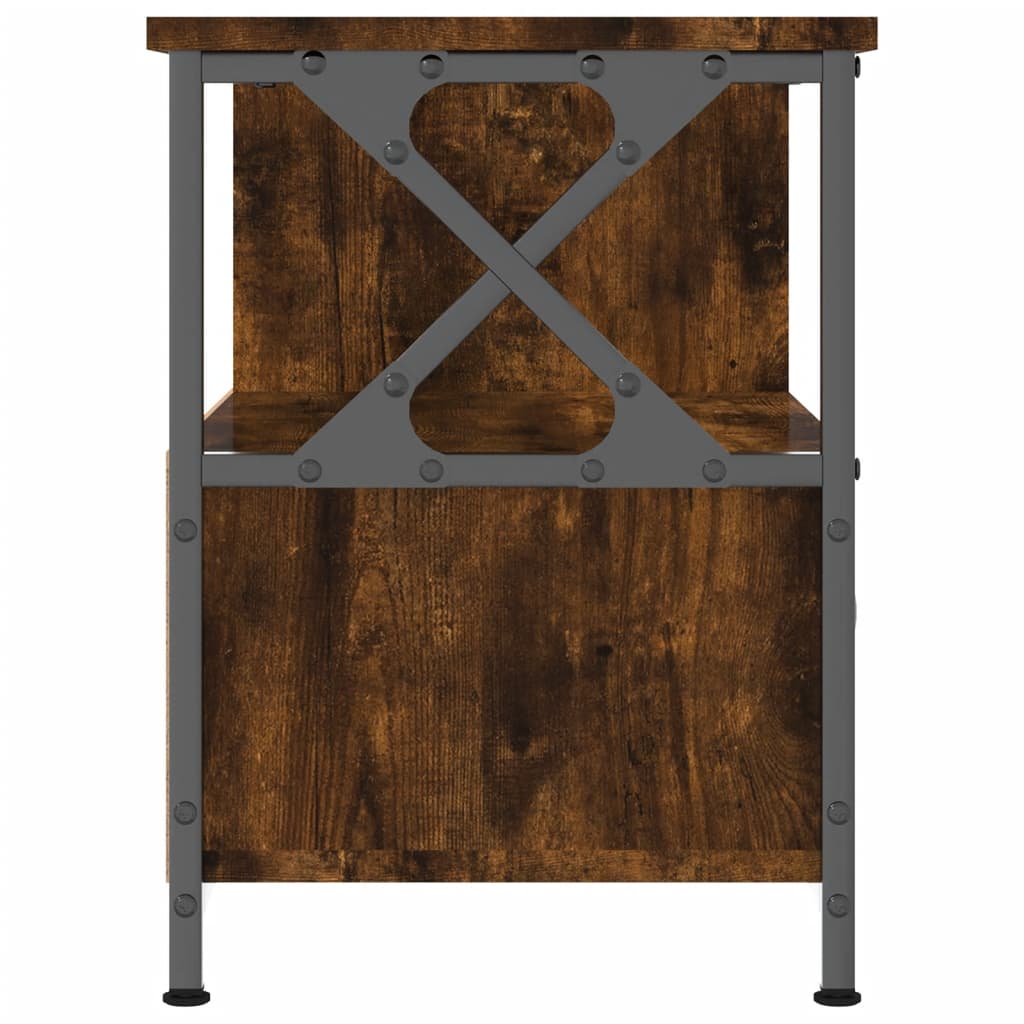 TV Stand in Smoked Oak Finish 90 x 33 x 45 cm Particleboard & Iron