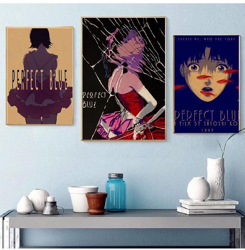 Affiche de dessin animé bleu parfait, impression d'image de dessin animé japonais, Vintage, chambre familiale, Bar, café, décoration murale d'art esthétique