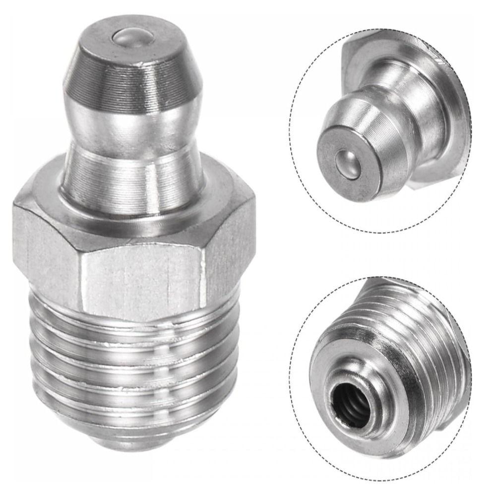 10pcs Silver Straight Grease Fitting Stainless Steel Zerk Fitting Nozzle  for Mechanical Equipment