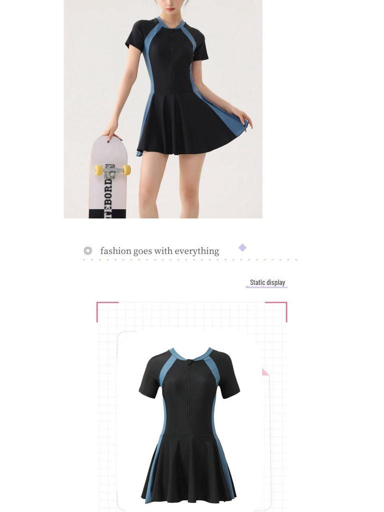 2025 Women's Skirted One-Piece Swimsuit: Sporty, Stylish, Slimming, Quick-Dry, Perfect for Vacation