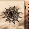 Sun Mandala Metal Wall Art Black Floral Geometric Design 15.74 Inch Outdoor Indoor Home Garden Gift