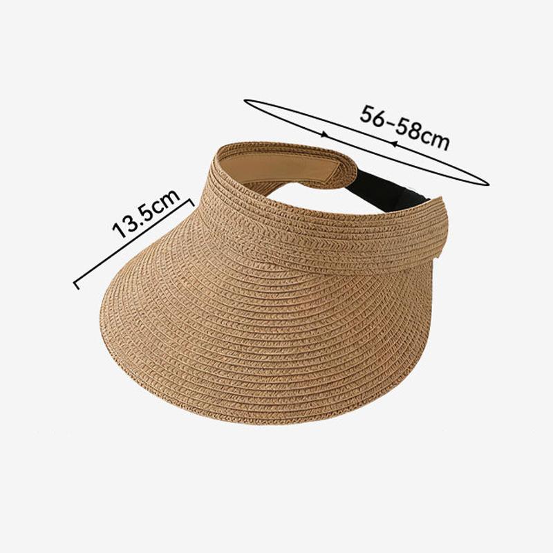 Straw Sunscreen Hat Women's Summer Vacation Empty Top Straw Hat Rollable Large Brim Uv Protection Sunshade Hat