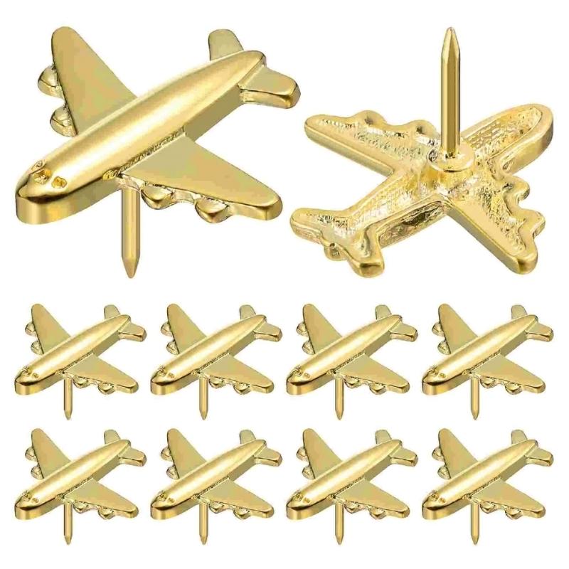 12PCS Creative 3D Plane Thumbtacks Stainless Steel Push Pins Bulletin Board Accessories  For Office Homes Study