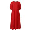 Spring Summer Elegant Women's Solid Dress Sundress Casual Short Sleeve Female O-Neck Robe Femme Oversized