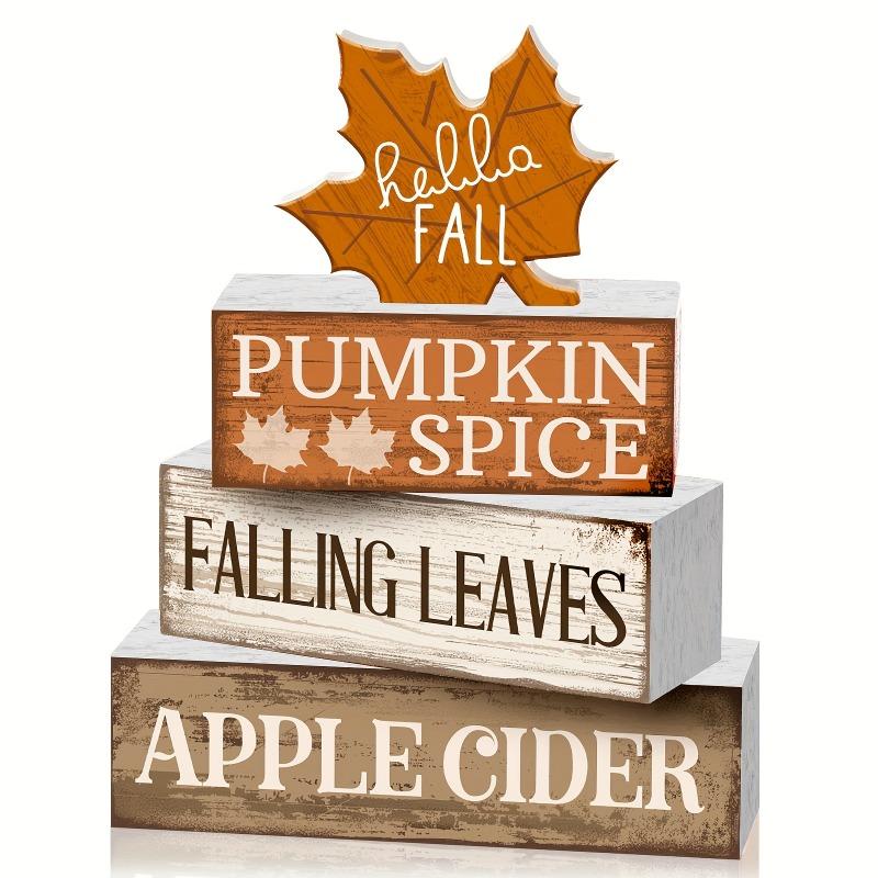 

Wooden Farmhouse Layered Tray with Maple Leaves Recipe Block Sign for Holiday Centerpiece Kitchen Decor Halloween Christmas Gift 15x12.5x10x7.4cm