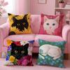 Cat In the Flowers Aesthetic Pillow Case Pattern Printing Pillowcase Living Room Sofa Cushion Cover Bedroom Room Decor