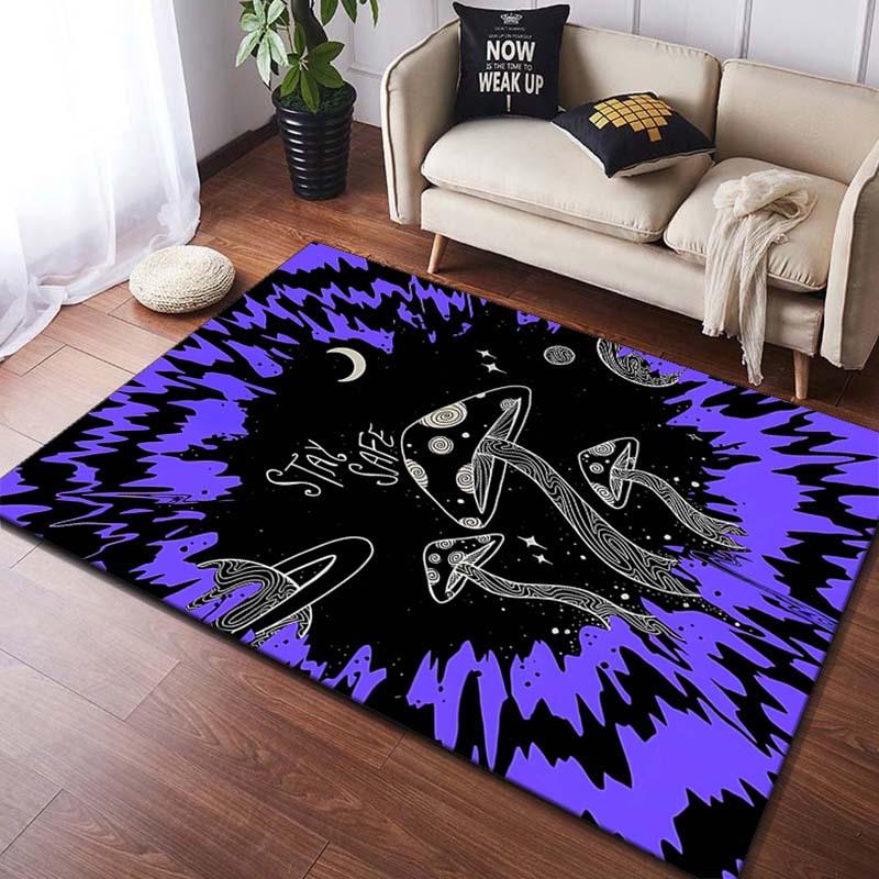 

Mushroom Printed Non-Slip Rug - Floor mat Crystal Velvet, Durable Indoor/Outdoor Mat with Psychedelic Moon and Mushrooms Design 50x80cm