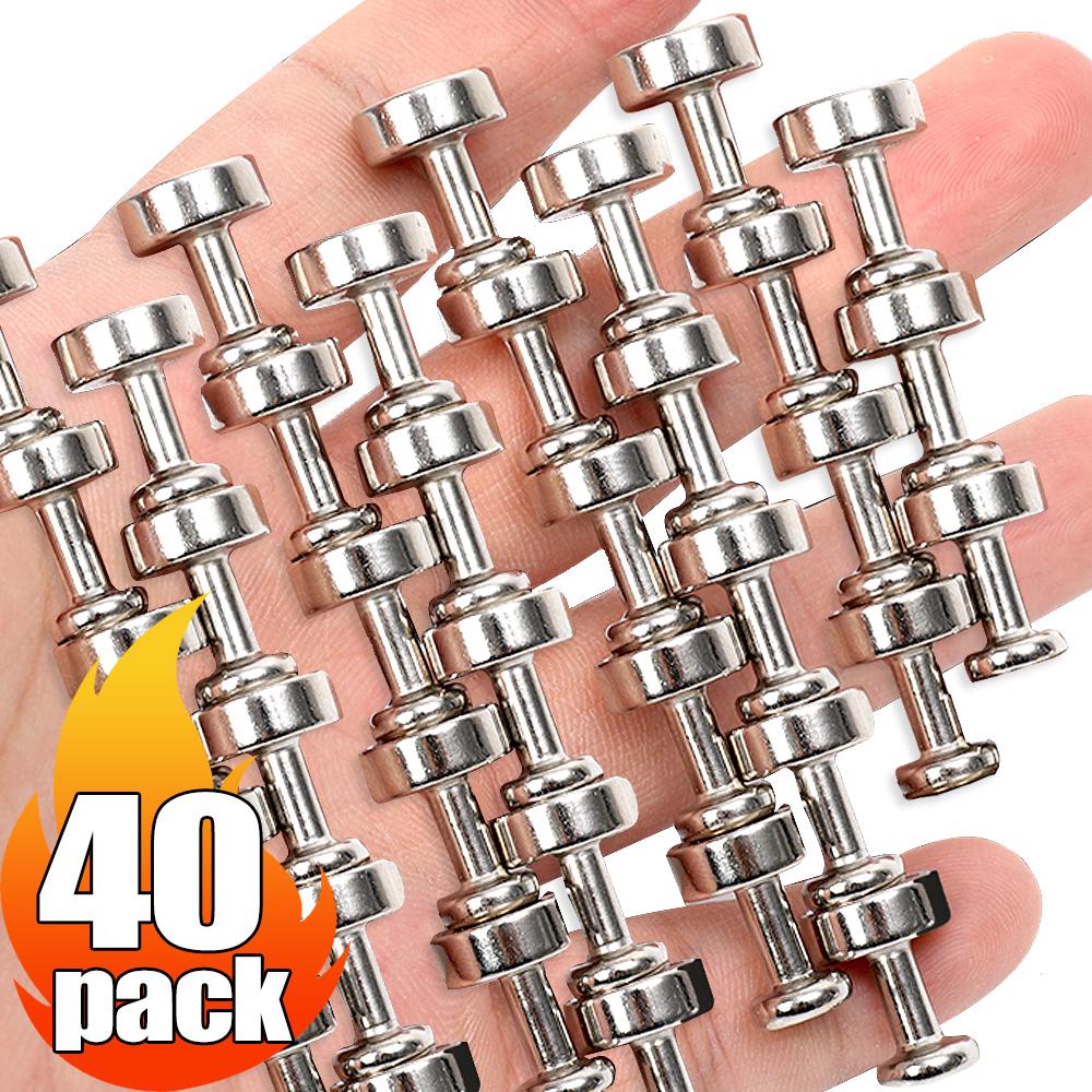 40-2Pcs Magnetic Thumbtack Strong Magnet Push Pin Sucker for Refrigerator Whiteboard Home Office Silver Mini  Pushpin
