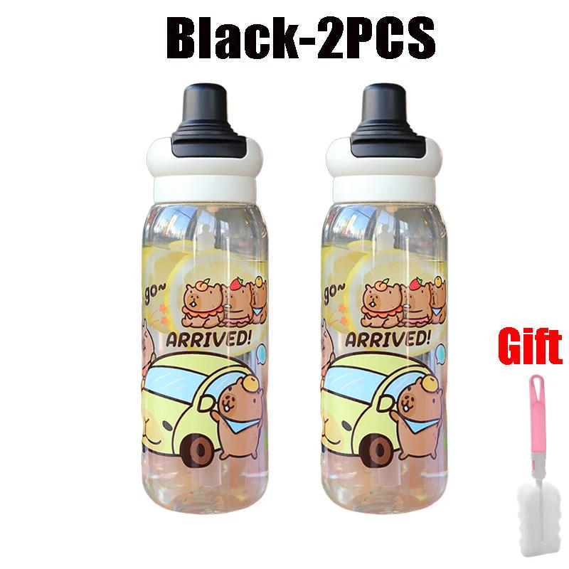 750ml Capybara Cartoon Portable Large-capacity Water Bottle Sports Straw Cups Student Plastic Water Cups Water Bottle