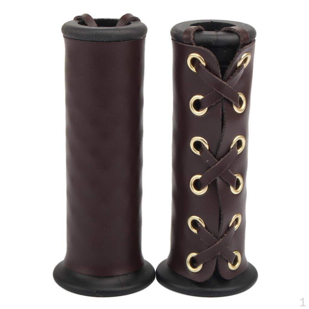 7/8 inch to 1 PU Leather Motorcycle Hand Grips Cover Handlebar for Bobber Chopper -Rennfahrer