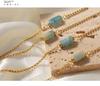 European-American Retro Geometric Natural Stone Pendant Necklace in Gold-Plated Titanium Steel