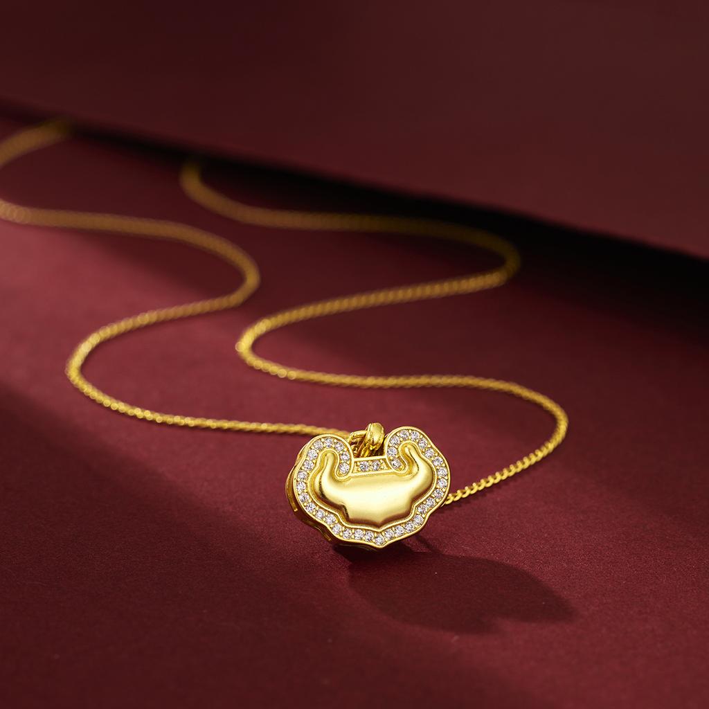 S925 sterling silber günstige wolke Ruyi sicherheit lock halskette in die nationalen stil bullish lange lebensdauer lock mode