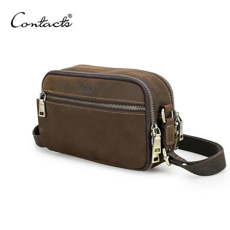 Contacts Sling Genuine Men Leather Shoulder Bags Retro Small Messenger Bags High Quality Male Crossbody Bags Handbags