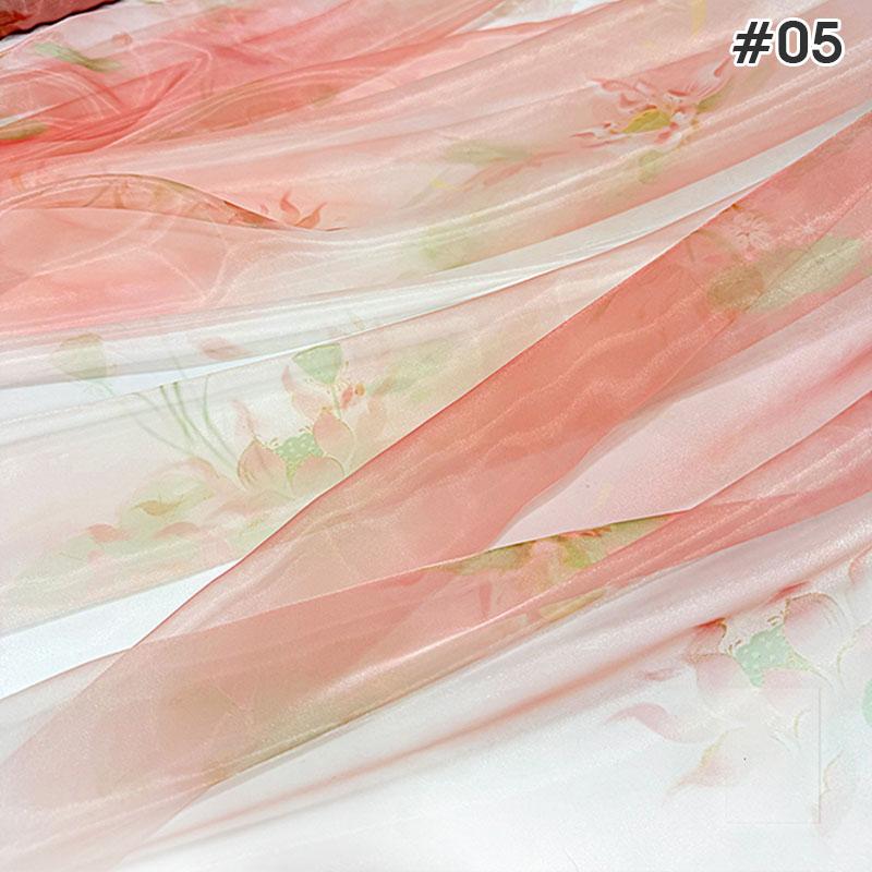 1M Chinese Style Gradient Ultra-thin Chiffon Designer Fabric Translucent Tulle Fabric DIY Ancient Hanfu Dress Costume Upholstery