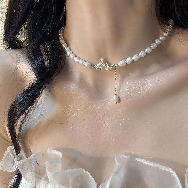 925 Sterling Silver Butterfly Pearl Necklace For Women Bow Engagement Fine Jewelry Wedding Party Birthday Gift Dropshipping
